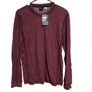 BDG Thermal T-Shirt Mens Size Small Red Black Striped Long Sleeve Shirt Tee